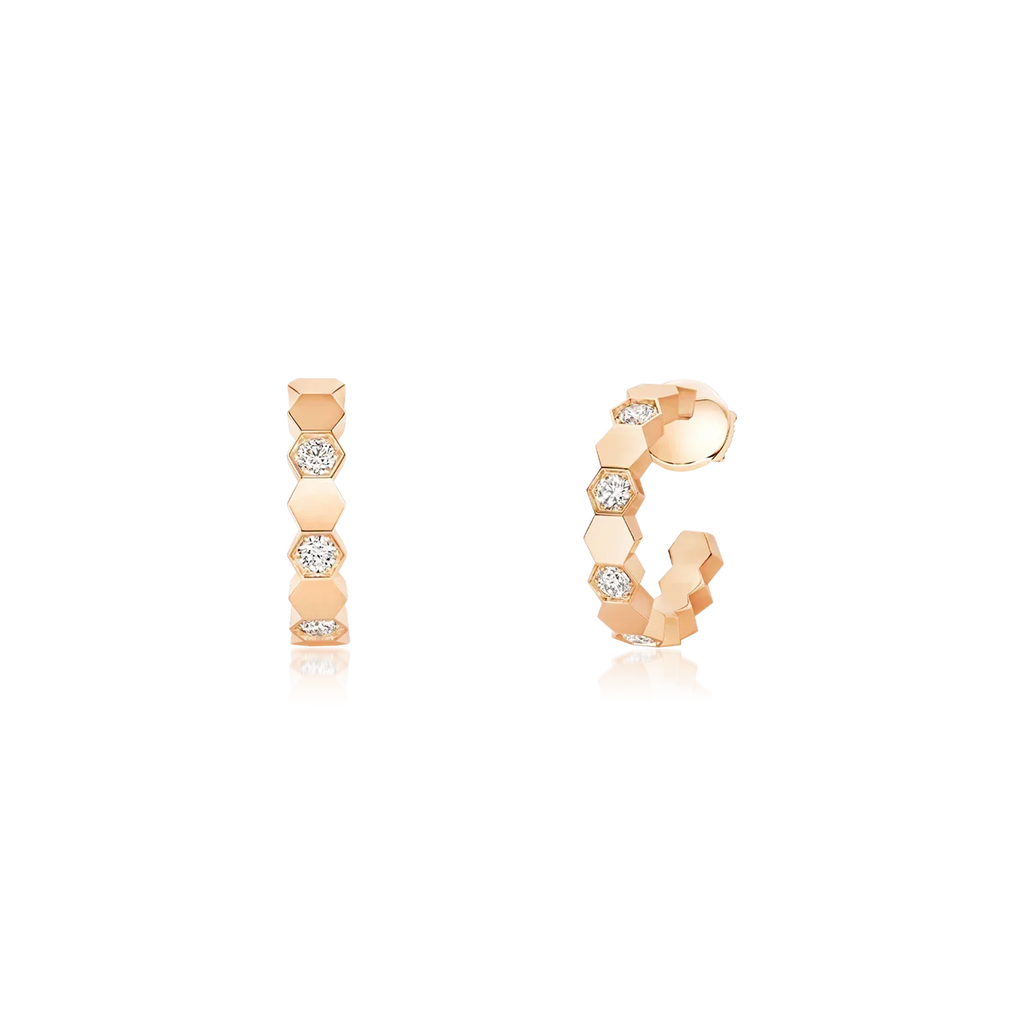 Chaumet Honee Pink Gold Cubic Zirconia Hoop Earrings