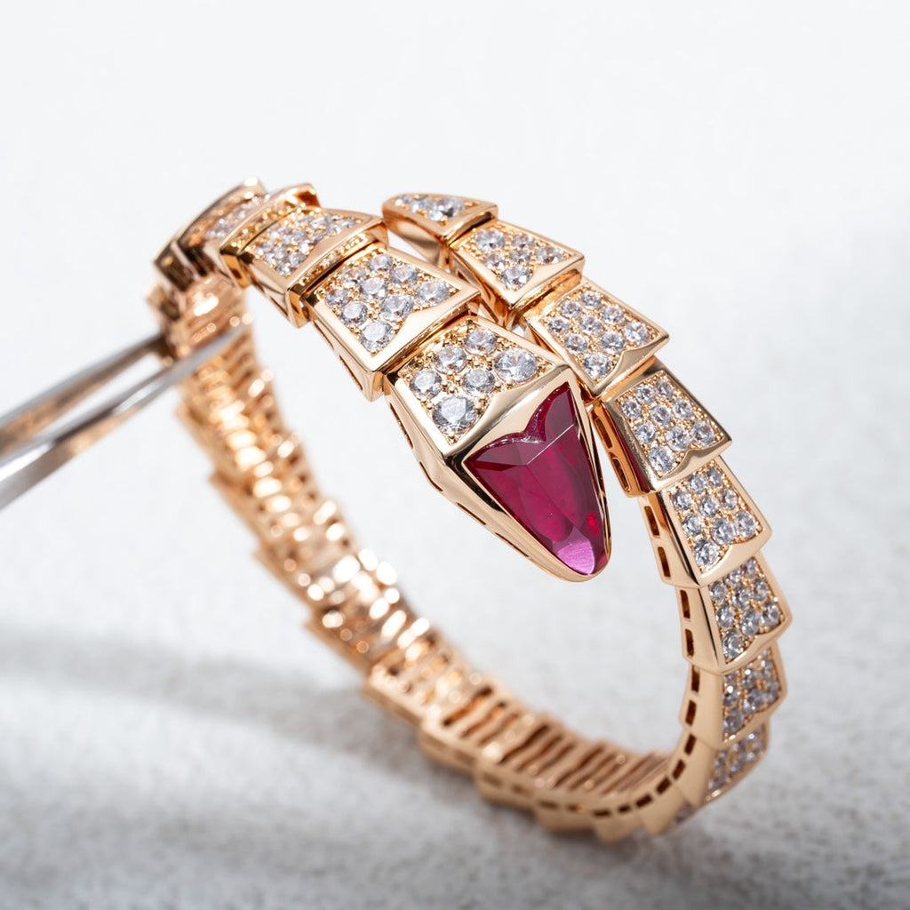 Bvlgari Serpenti Bracelet 8MM Pink Gold Cubic Zirconia - 345201