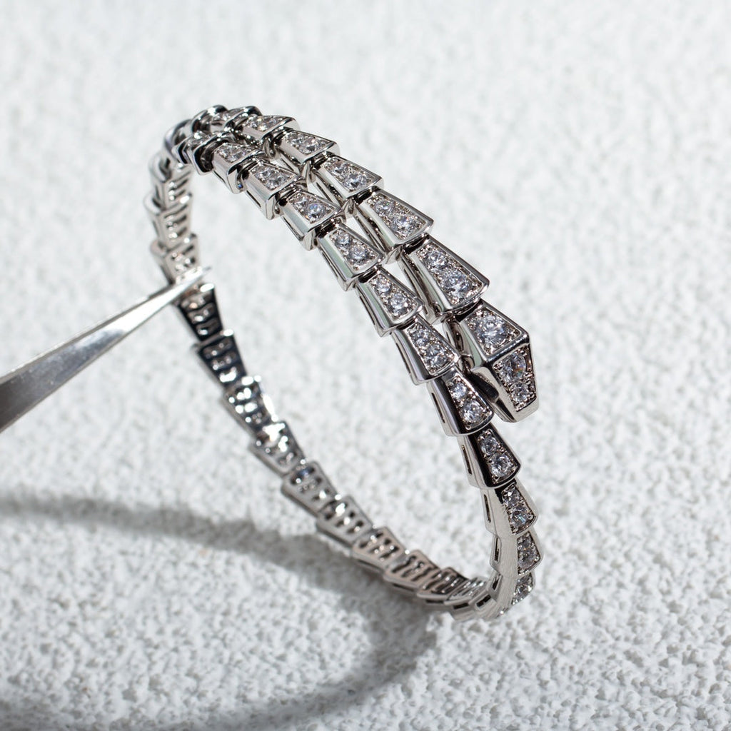 Bvlgari Serpenti Bracelet 6MM Silver Cubic Zirconia