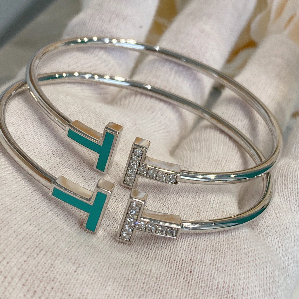 Tiffany T Bracelet 1.8MM Turquoise Diamond