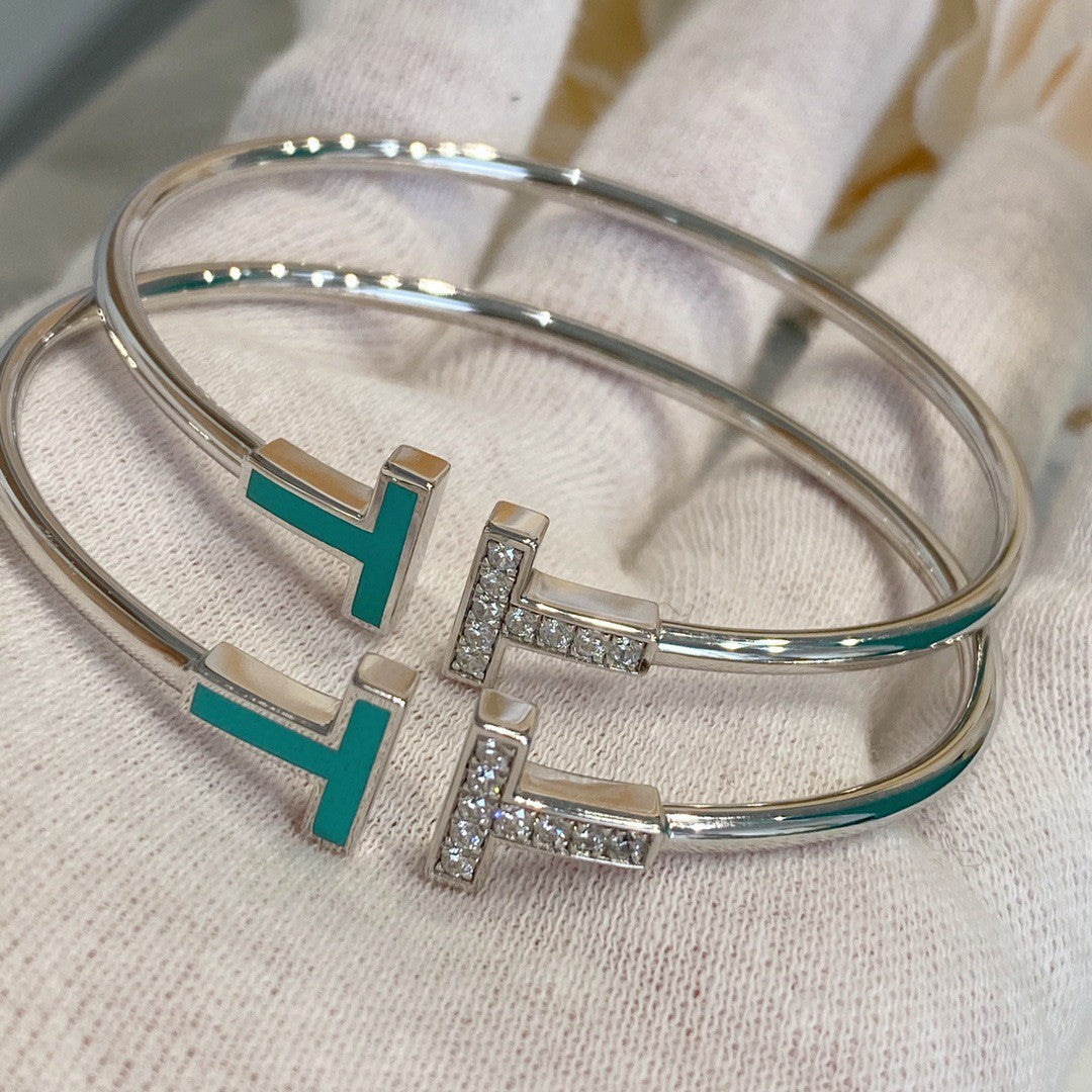 Tiffany T Bracelet 1.8MM Turquoise Diamond