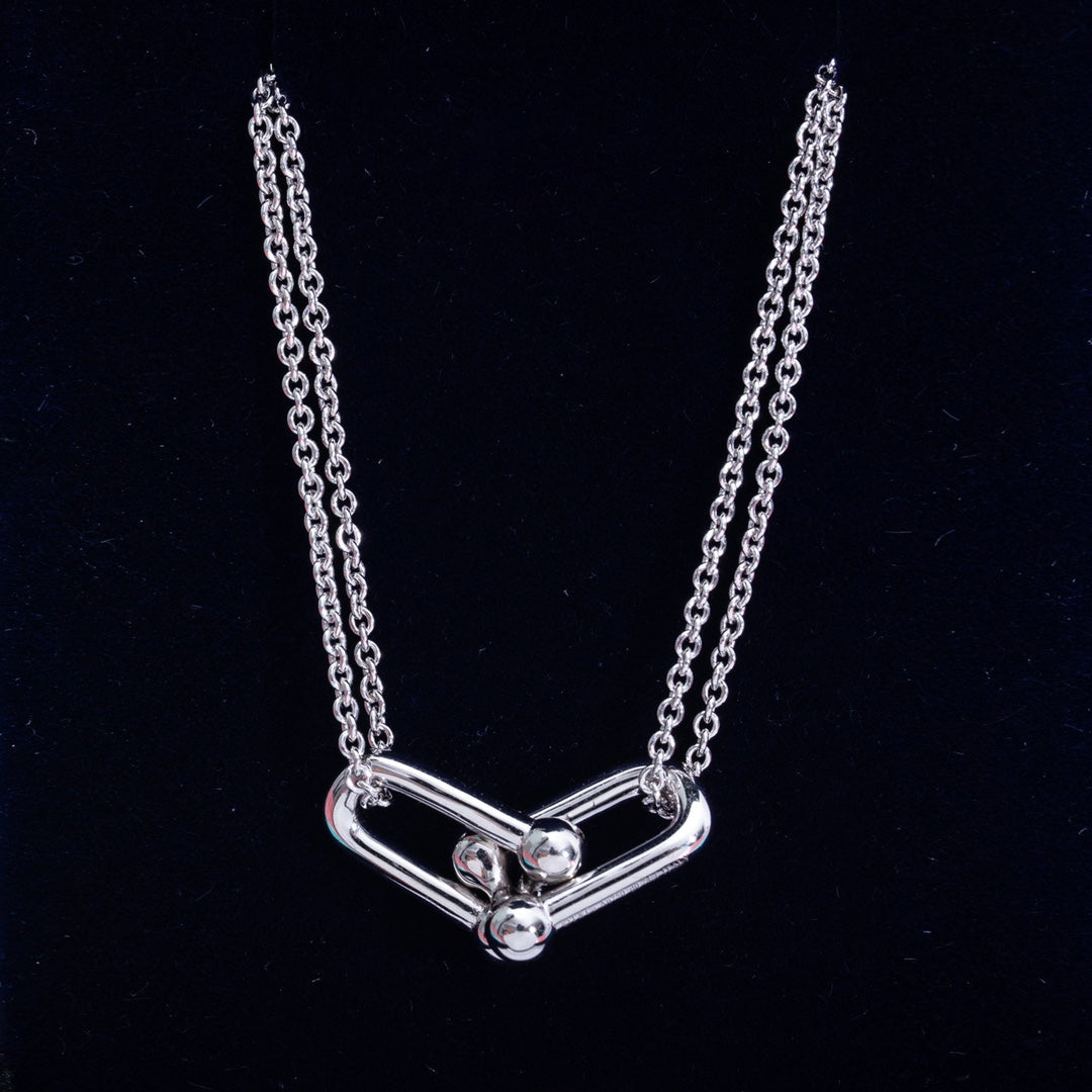 Tiffany Hardwear Double Link Pendant Silver Necklace - Style 2