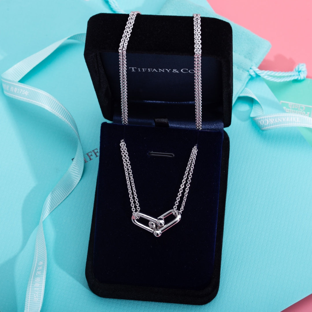 Tiffany Hardwear Double Link Pendant Silver Necklace - Style 2