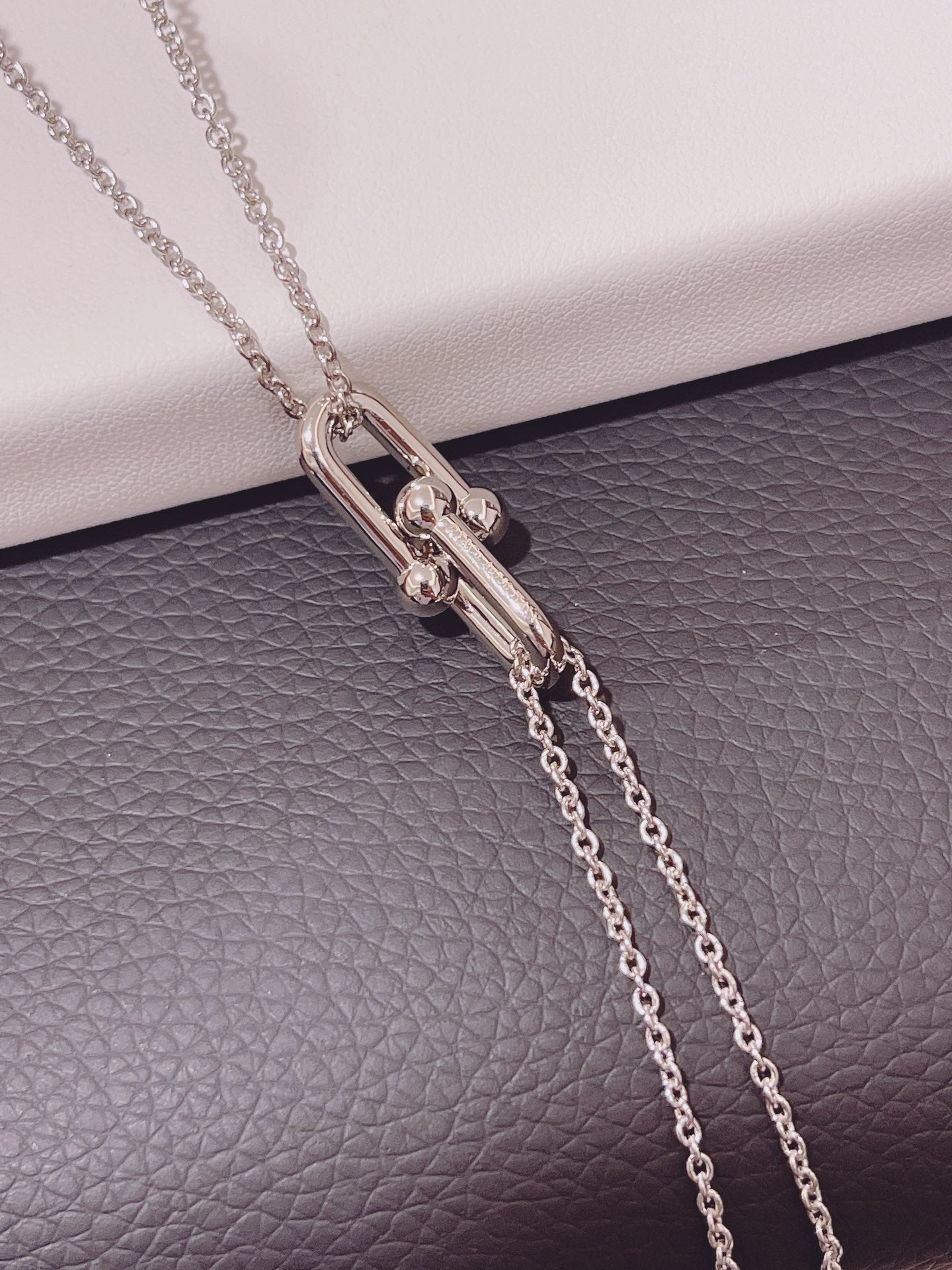 Tiffany Hardwear Double Link Pendant Silver Necklace - 68692512