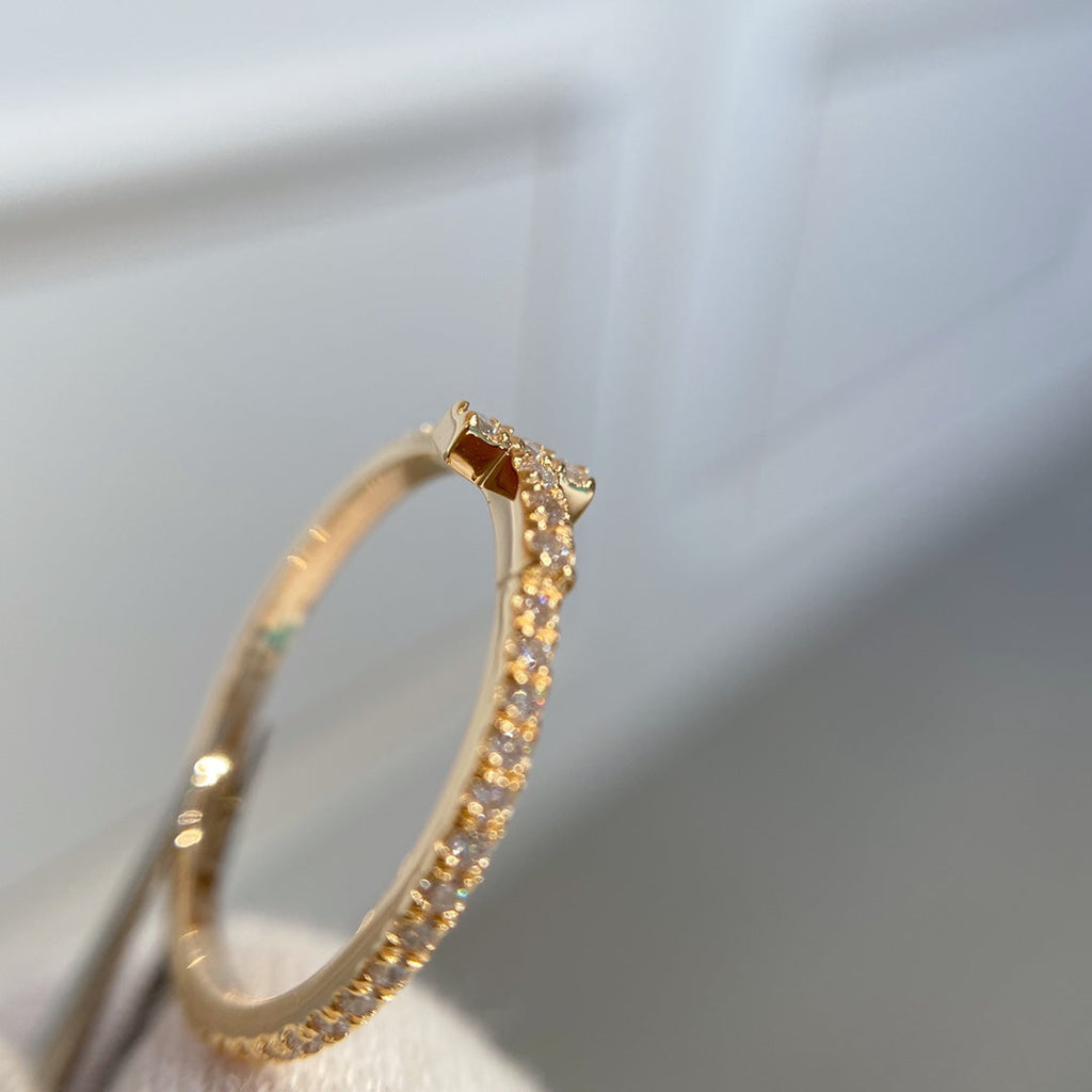 Tiffany T Ring Cubic Zirconia Pink Gold