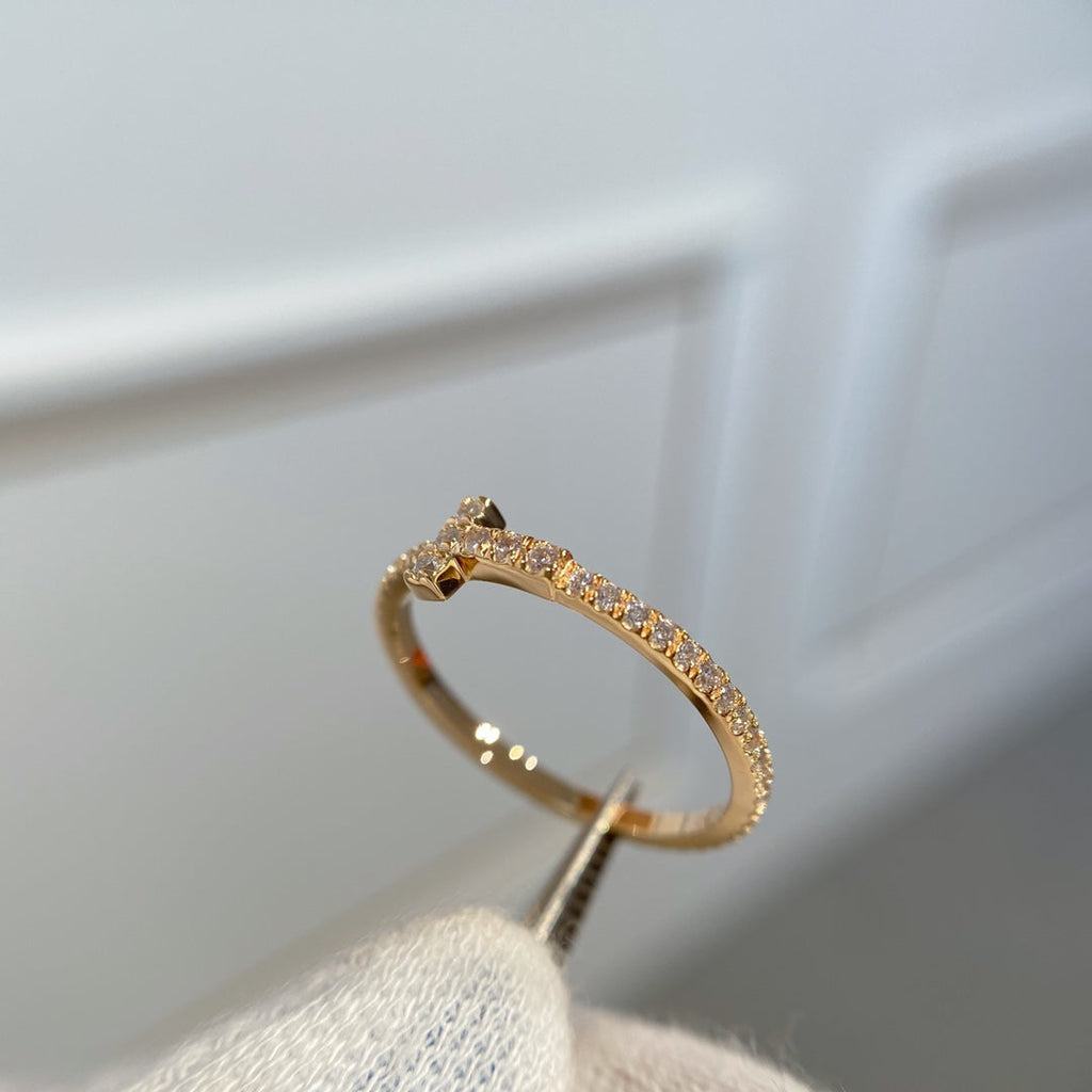 Tiffany T Ring Cubic Zirconia Pink Gold