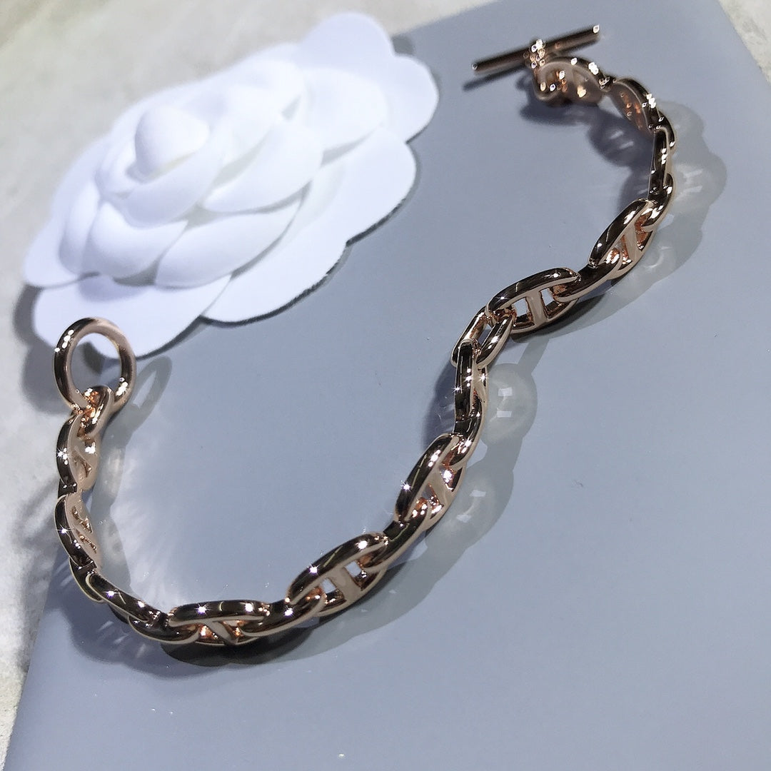 Hermes Chaine Bracelet Pink Gold