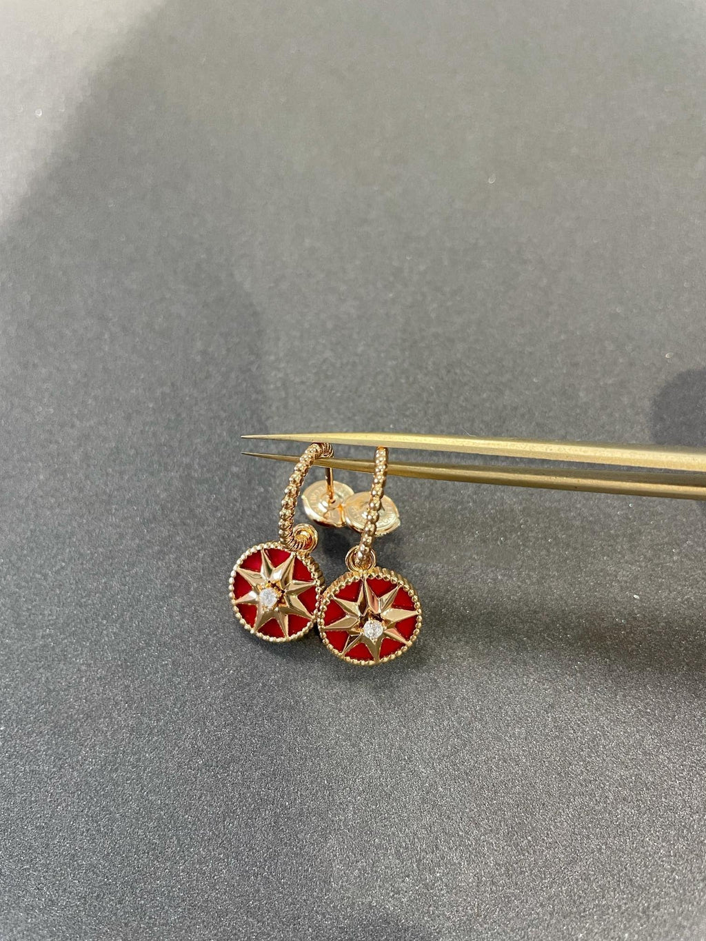 Dior Lucky Star Pink Gold Carnelian Earrings - Style 2
