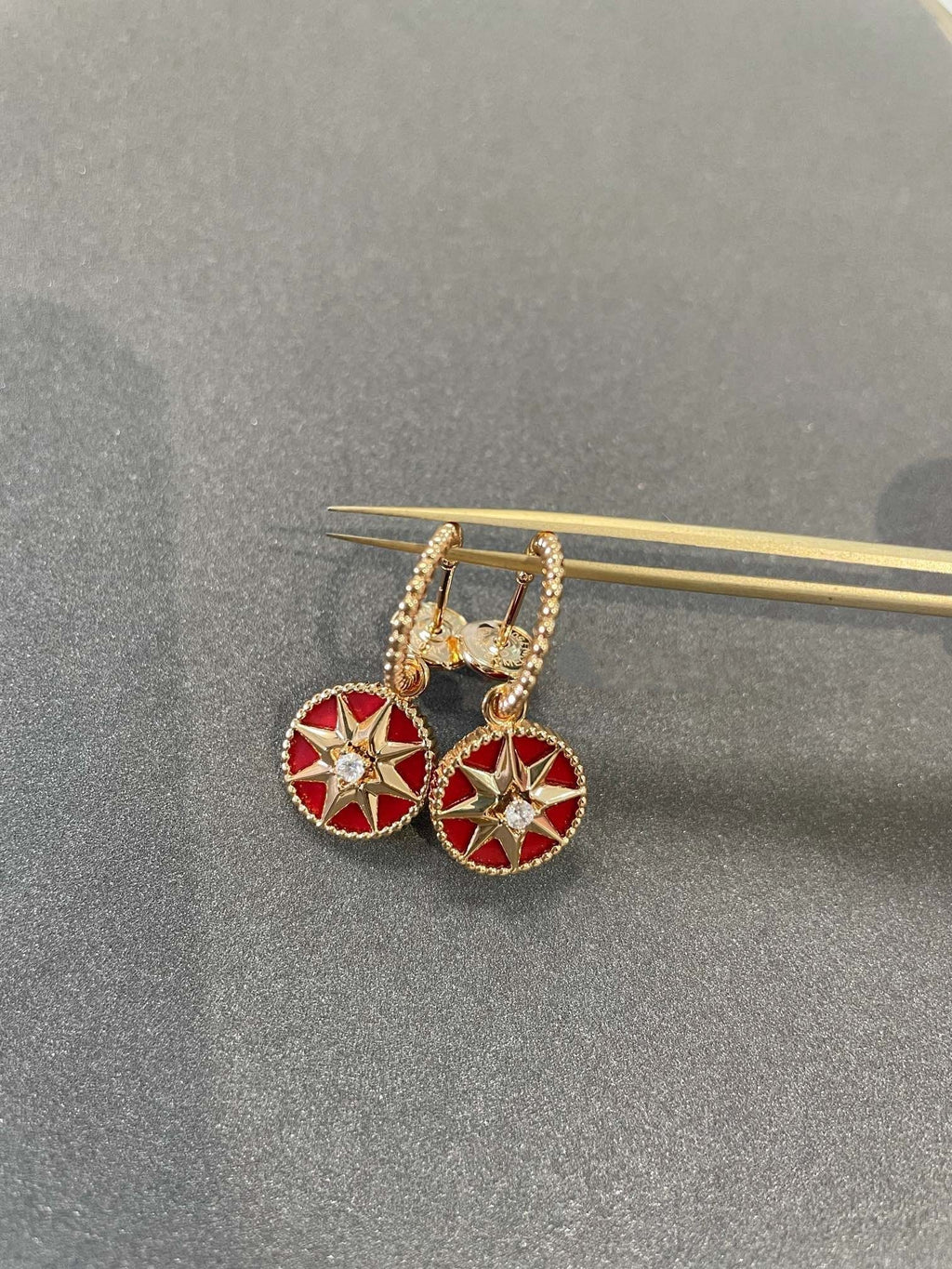 Dior Lucky Star Pink Gold Carnelian Earrings - 8923