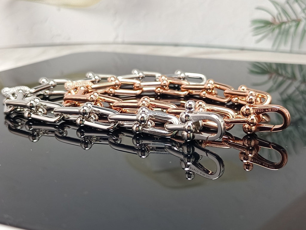 Tiffany Hardwear Bracelet Pink Gold and Silver Cubic Zirconia