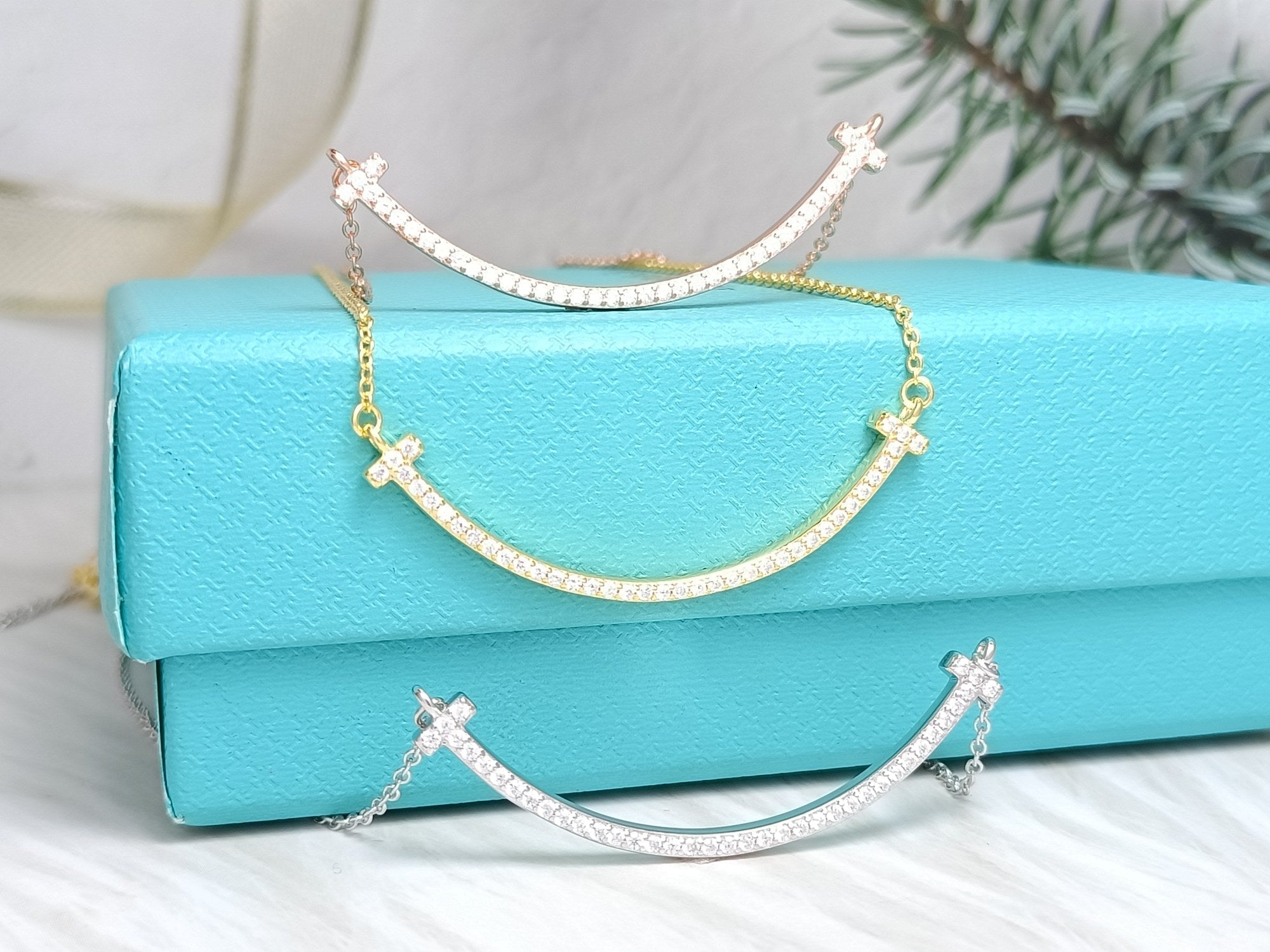 Tiffany Big Smile Pendant Cubic Zirconia Necklace