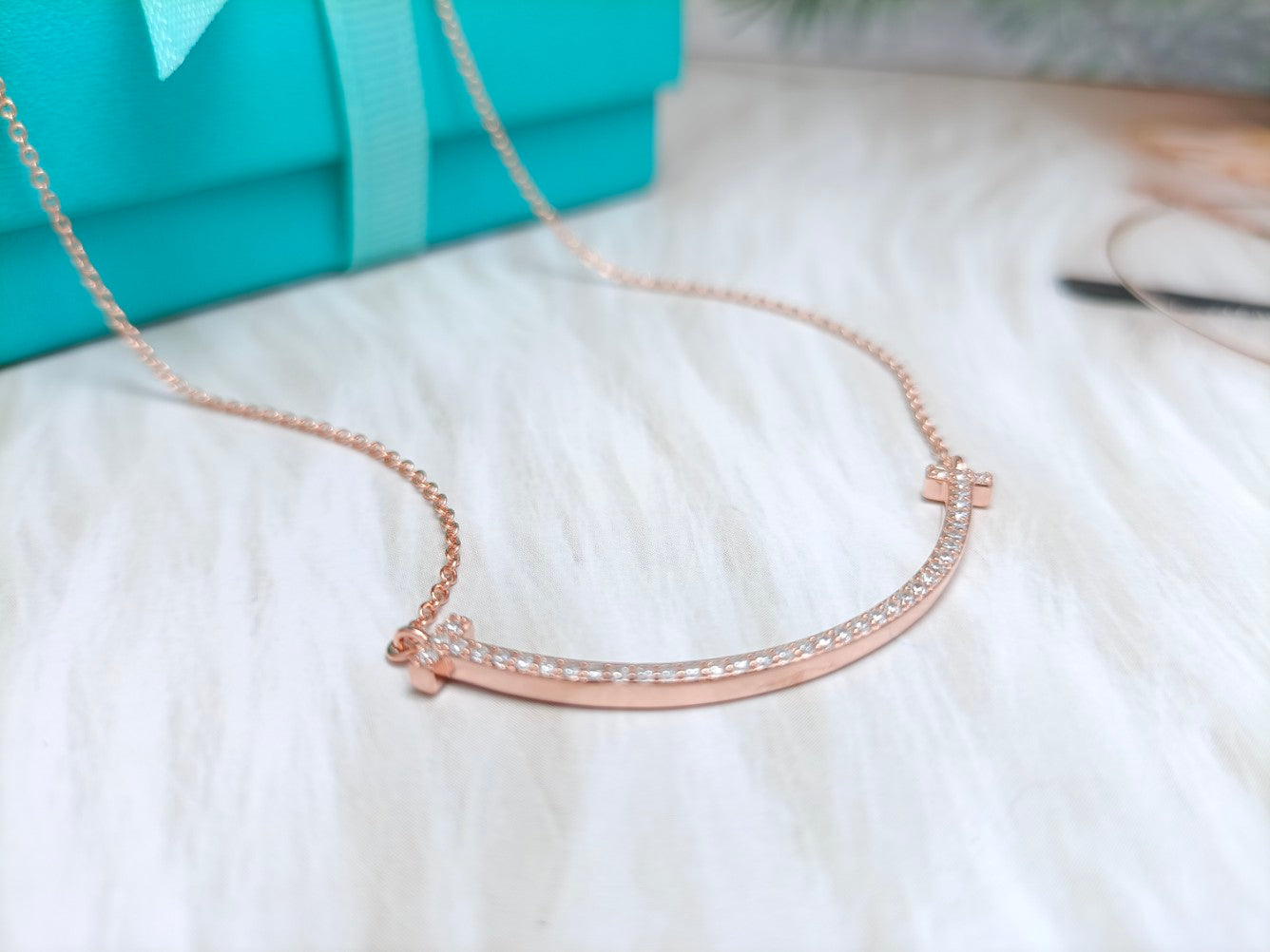 Tiffany Big Smile Pendant Cubic Zirconia Necklace