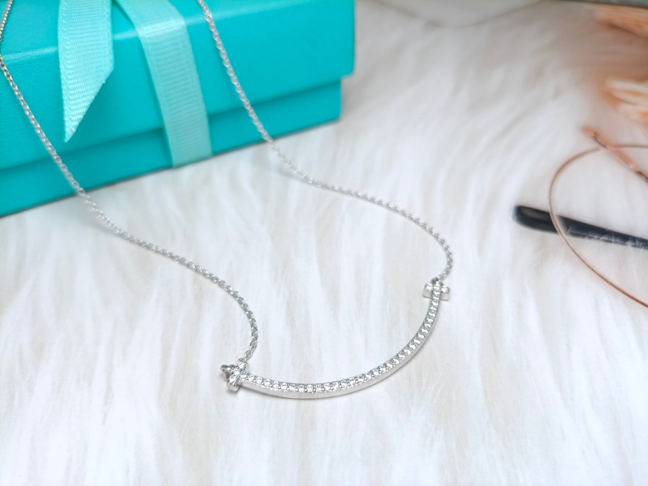Tiffany Big Smile Pendant Cubic Zirconia Necklace