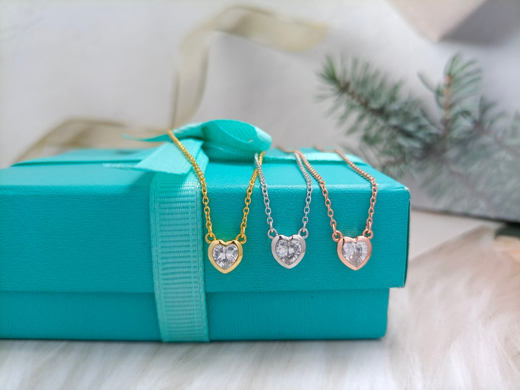 Tiffany Heart Big Cubic Zirconia Necklace