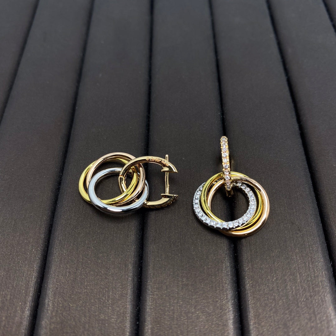 Tiffany Trinity Earrings Gold Diamond