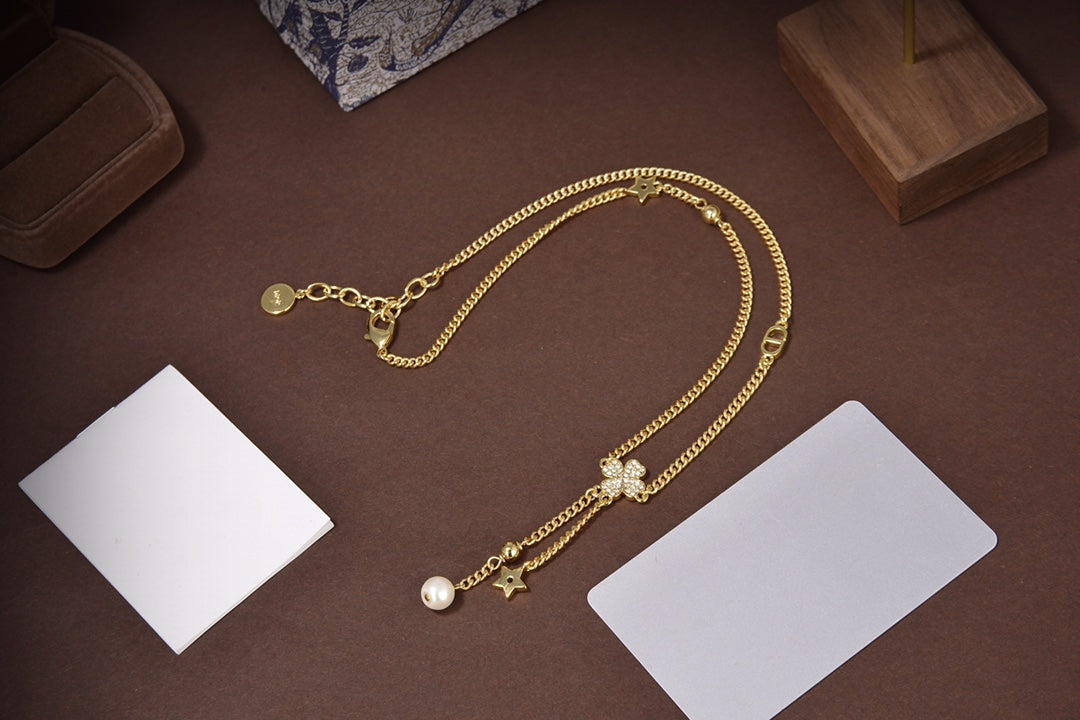 Dior Star and Ball Gold Cubic Zirconia Necklace