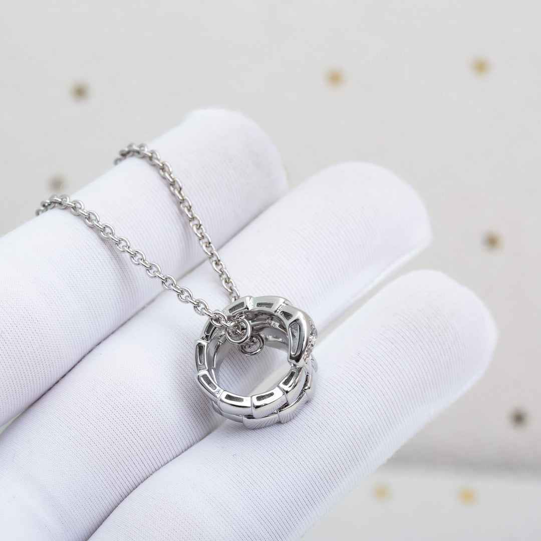 Bvlgari Serpenti Silver Necklace Cubic Zirconia
