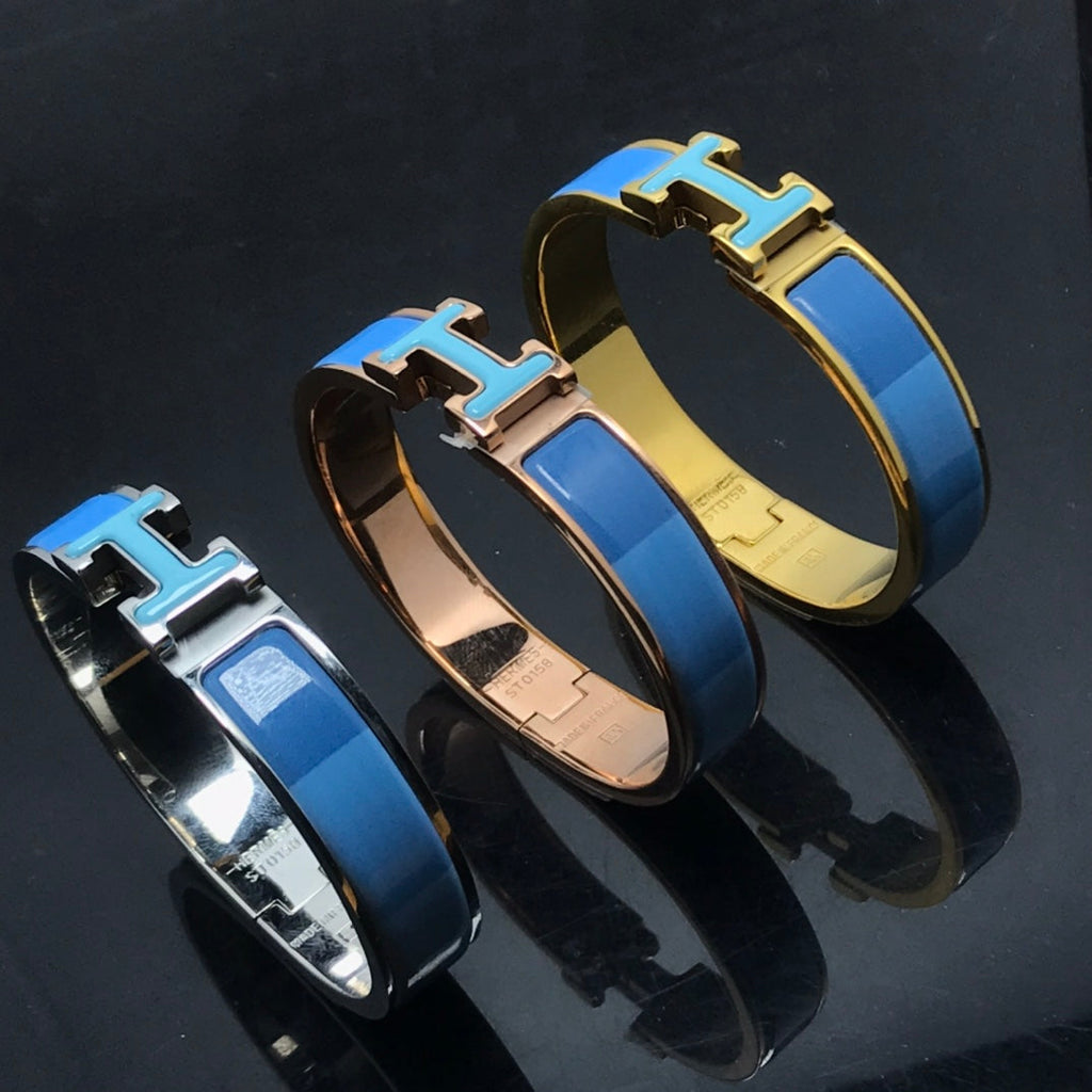 Hermes H Bracelet Blue Rainbow Ceramic