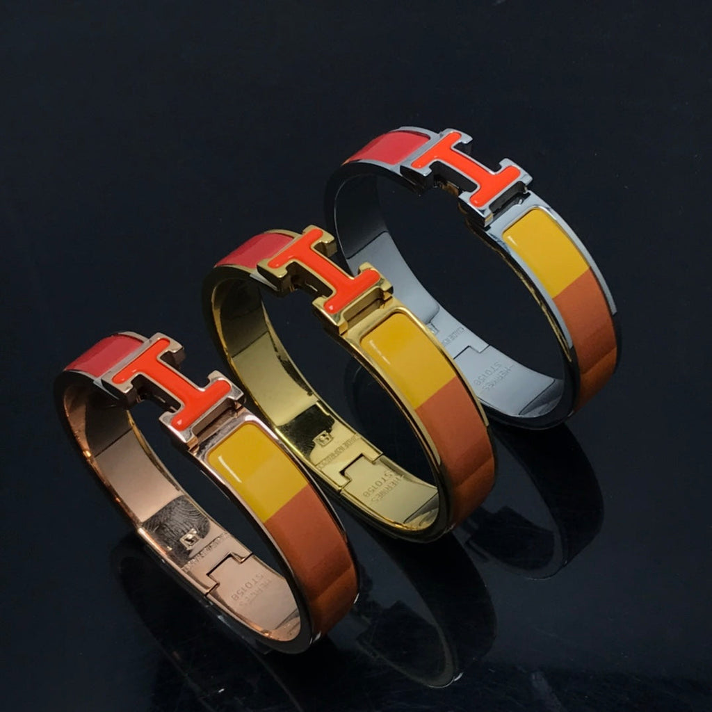 Hermes H Bracelet Orange Rainbow Ceramic