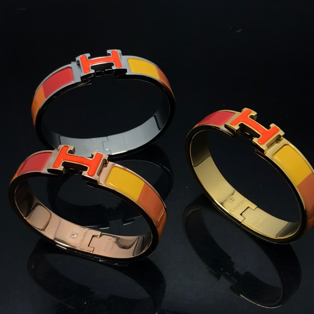 Hermes H Bracelet Orange Rainbow Ceramic