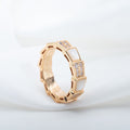 Bvlgari Serpenti Ring Pink Gold MOP Cubic Zirconia Paved 4MM