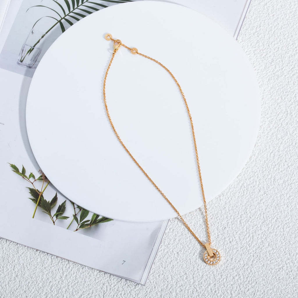 Bvlgari Gari Necklace Pink Gold Cubic Zirconia