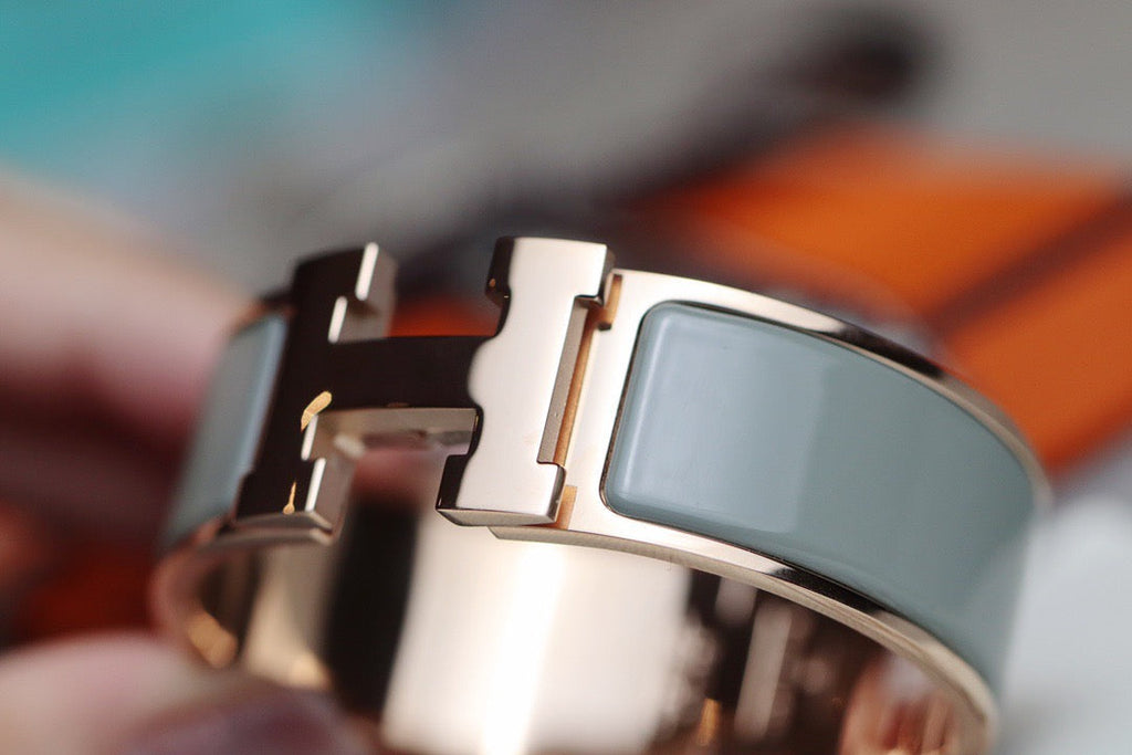 Hermes H Bracelet 18MM Pink Gold Blue Green