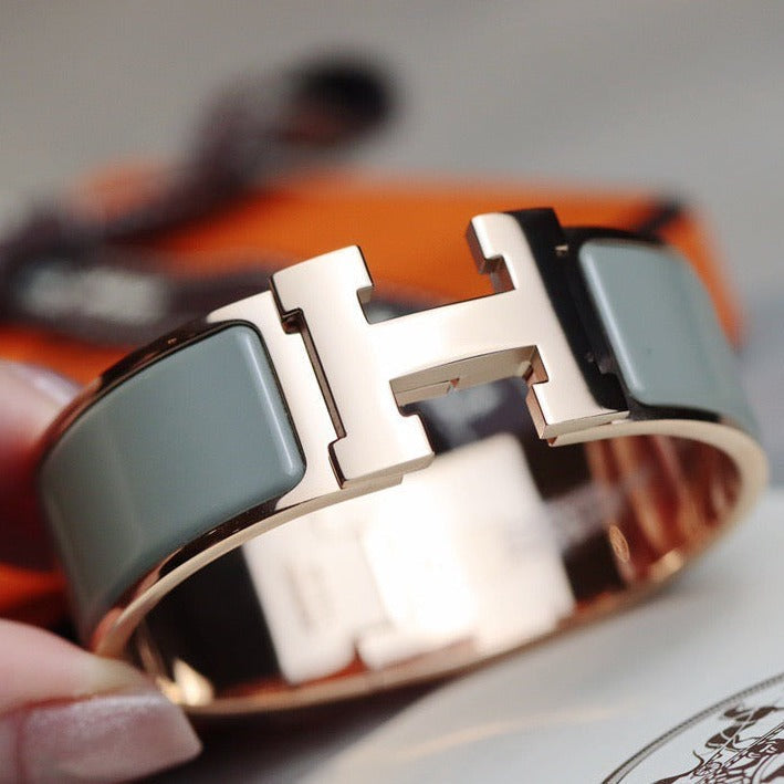 Hermes H Bracelet 18MM Pink Gold Blue Green