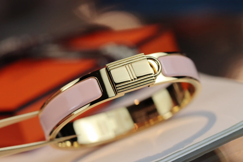 Hermes H Lock Pink Gold Bracelet 12MM