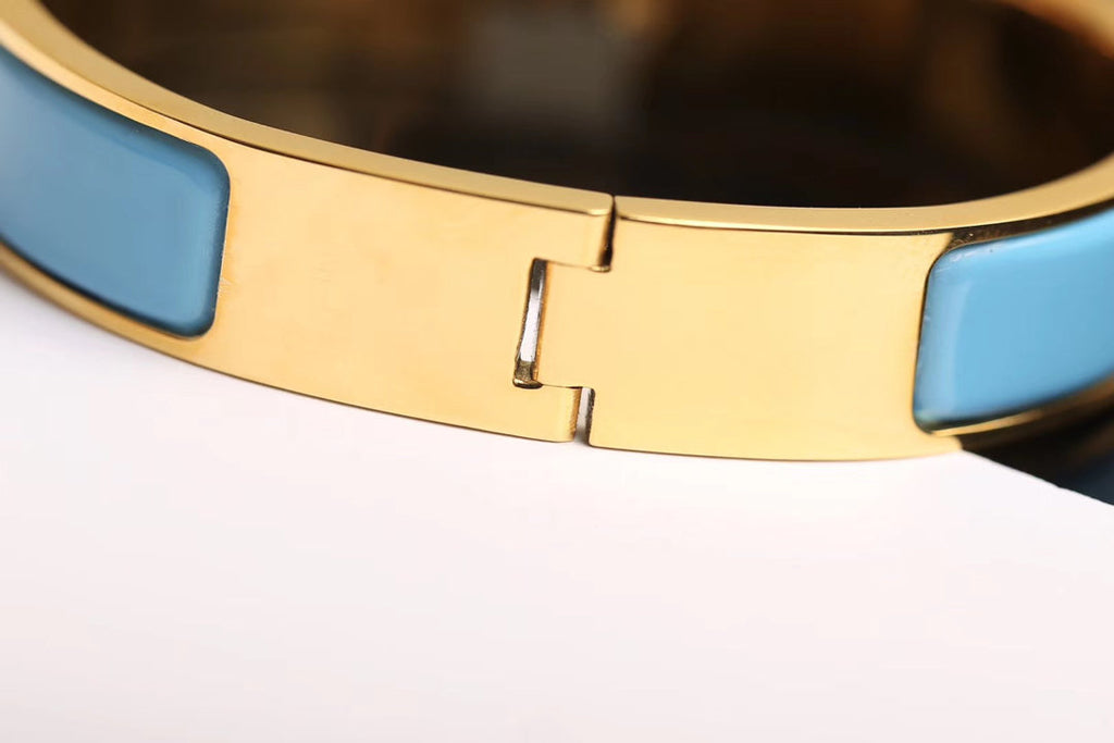 Hermes H Cloud Blue Bracelet Gold Cubic Zirconia