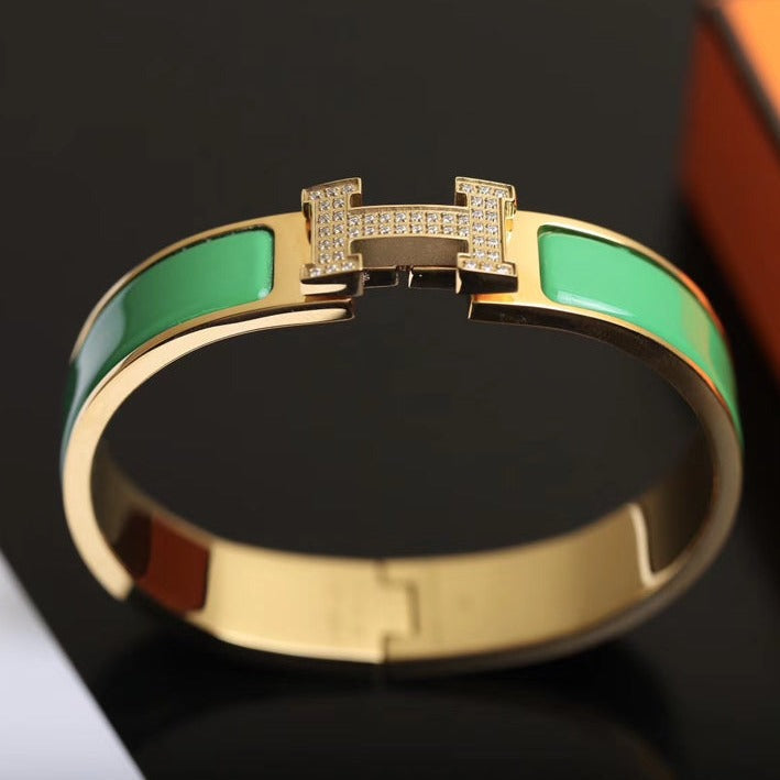 Hermes H Bracelet Gold Cubic Zirconia