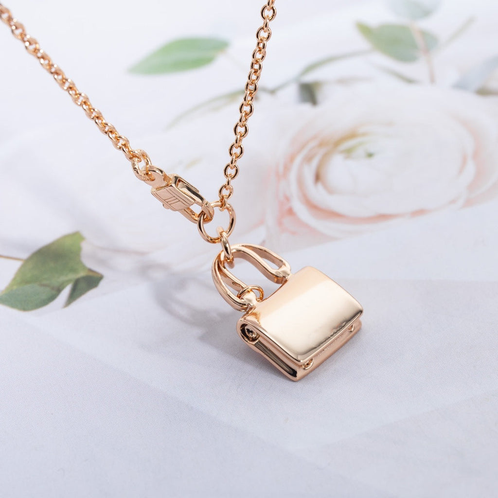 Hermes Amulette Constance Pendant Pink Gold Necklace