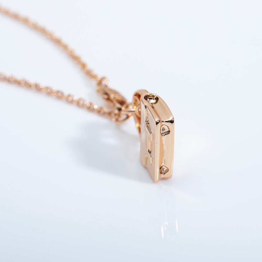 Hermes Amulette Constance Pendant Pink Gold Necklace