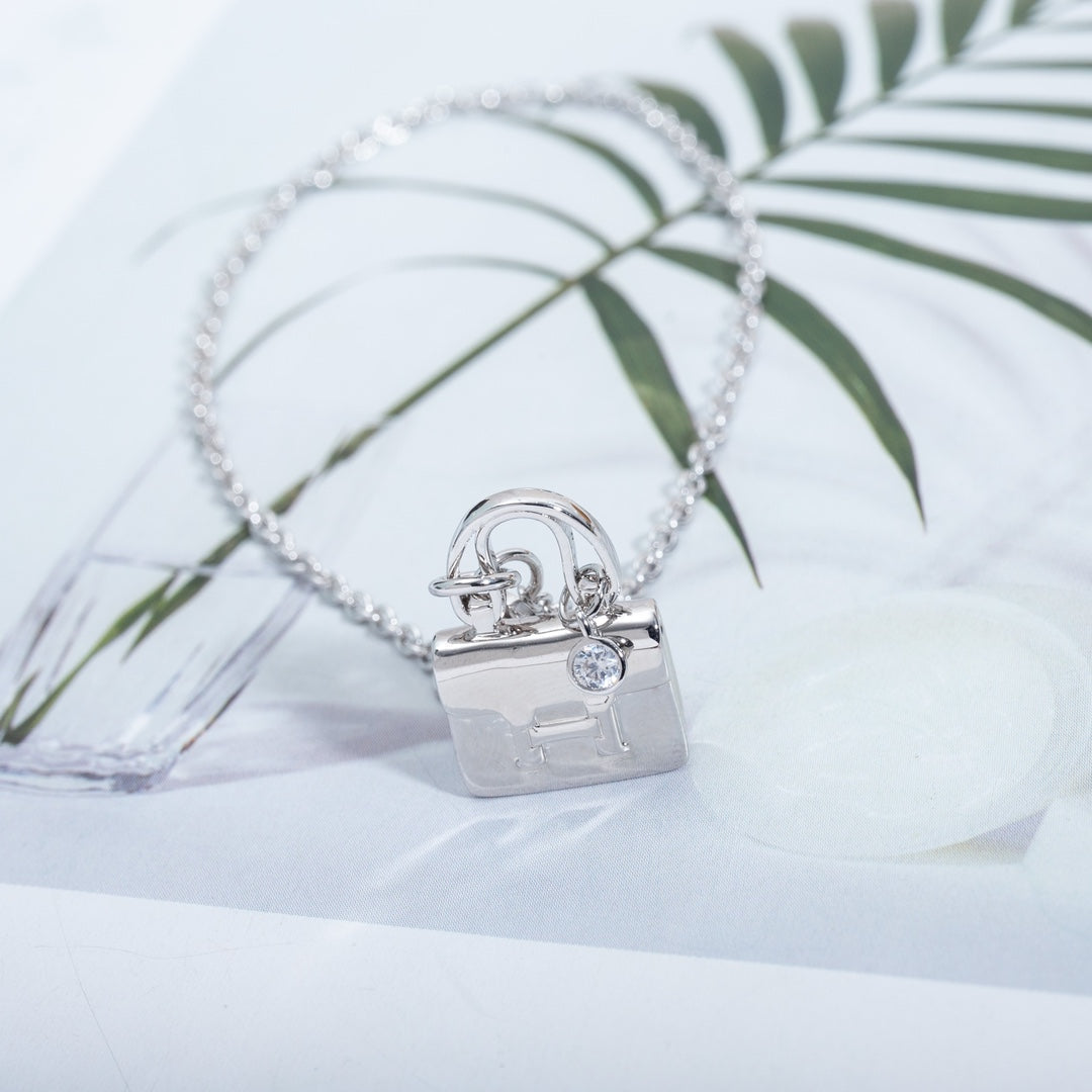 Hermes Amulette Constance Pendant Silver Necklace