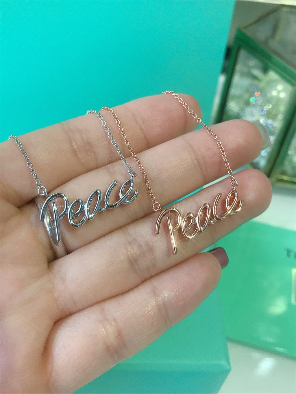 Tiffany Peace Text Pendant Necklace