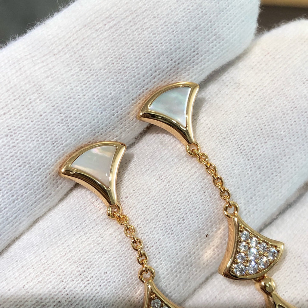 Bvlgari Dream Earrings 3 Motifs Cubic Zirconia MOP Pink Gold