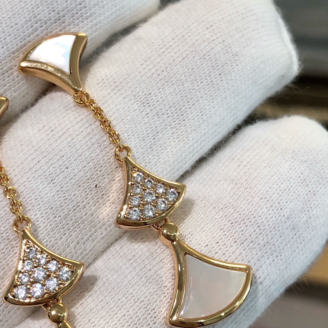 Bvlgari Dream Earrings 3 Motifs Cubic Zirconia MOP Pink Gold