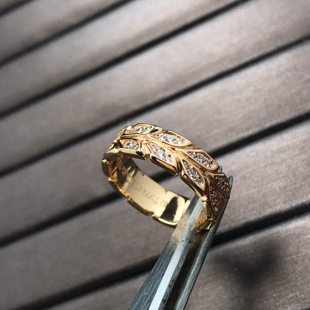 Tiffany Olive Leaf Ring Cubic Zirconia
