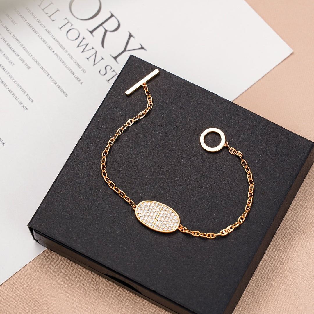 Hermes Chaine Verso Cubic Zirconia Bracelet