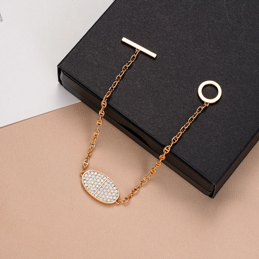 Hermes Chaine Verso Cubic Zirconia Bracelet