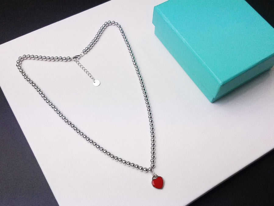 Tiffany Heart Pendant Silver Ball Chain Necklace