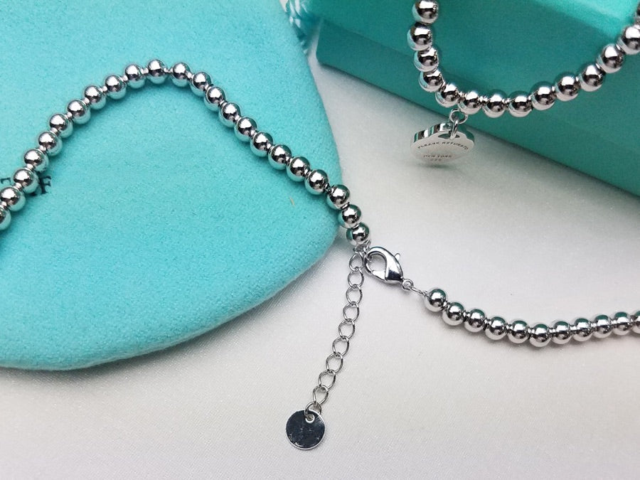 Tiffany Heart Pendant Silver Ball Chain Necklace