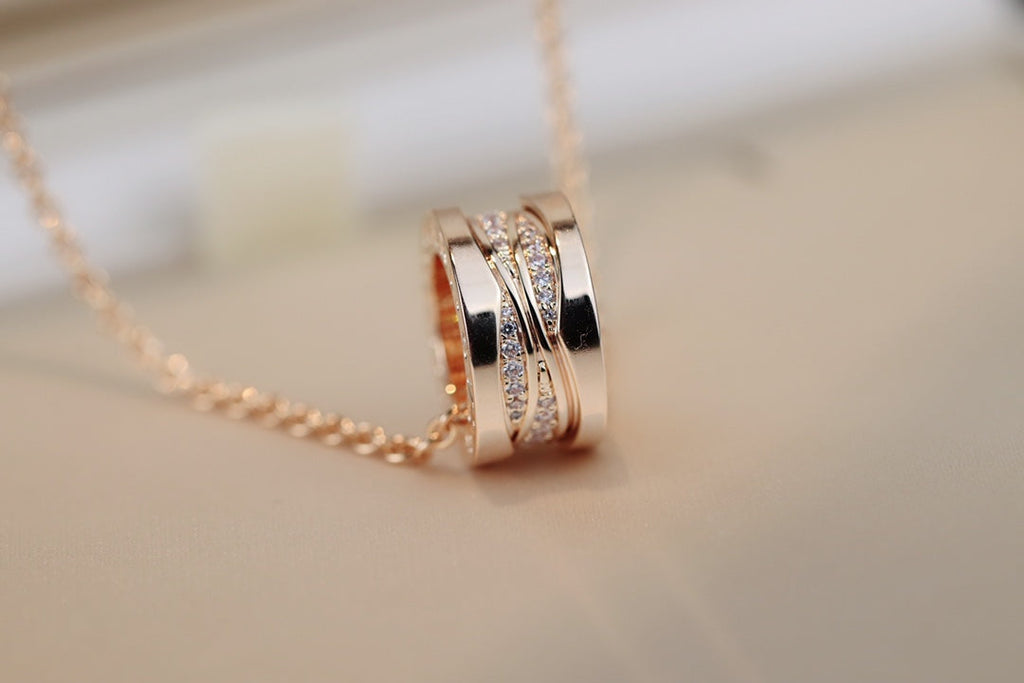 Bvlgari Zero 1 Pink Gold Necklace Cubic Zirconia