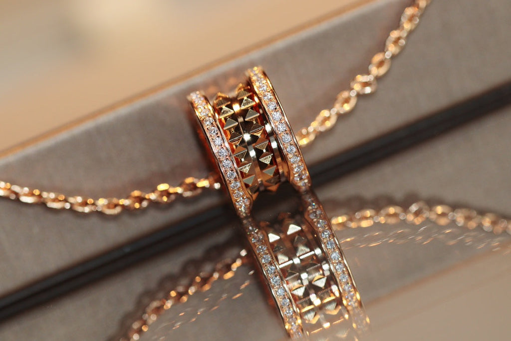 Bvlgari Zero 1 Rock Pendant Pink Gold Necklace