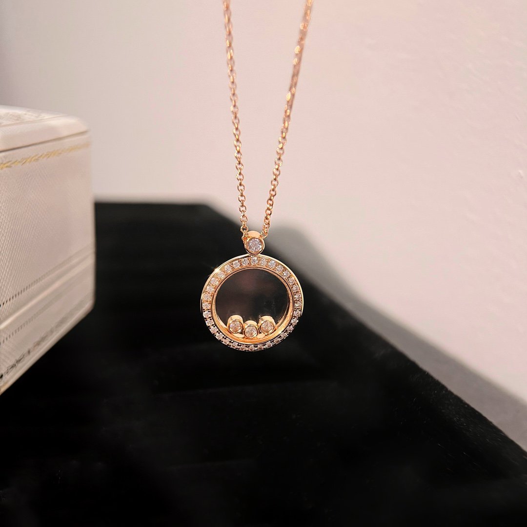 Chopard Happy Heart Cubic Zirconia Pink Gold Necklace