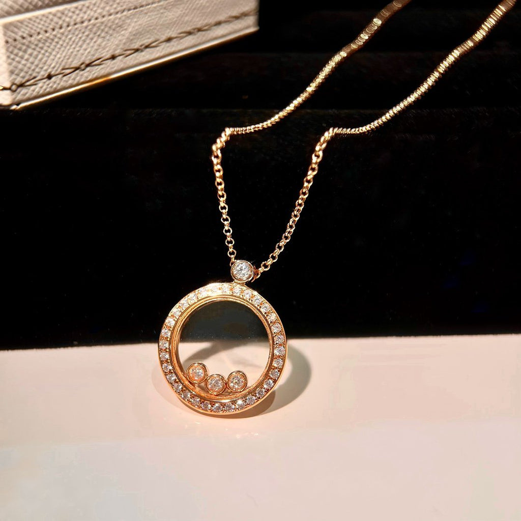 Chopard Happy Heart Cubic Zirconia Pink Gold Necklace