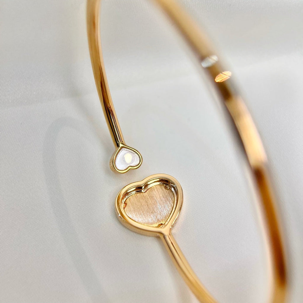 Chopard Happy Heart Bracelet Pink Gold Tiger Eye Cubic Zirconia