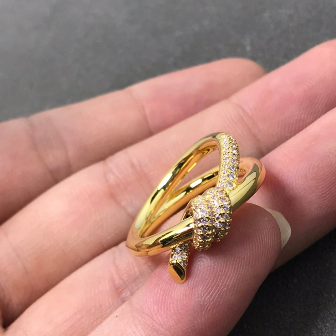 Tiffany Knot Ring Double Row Cubic Zirconia