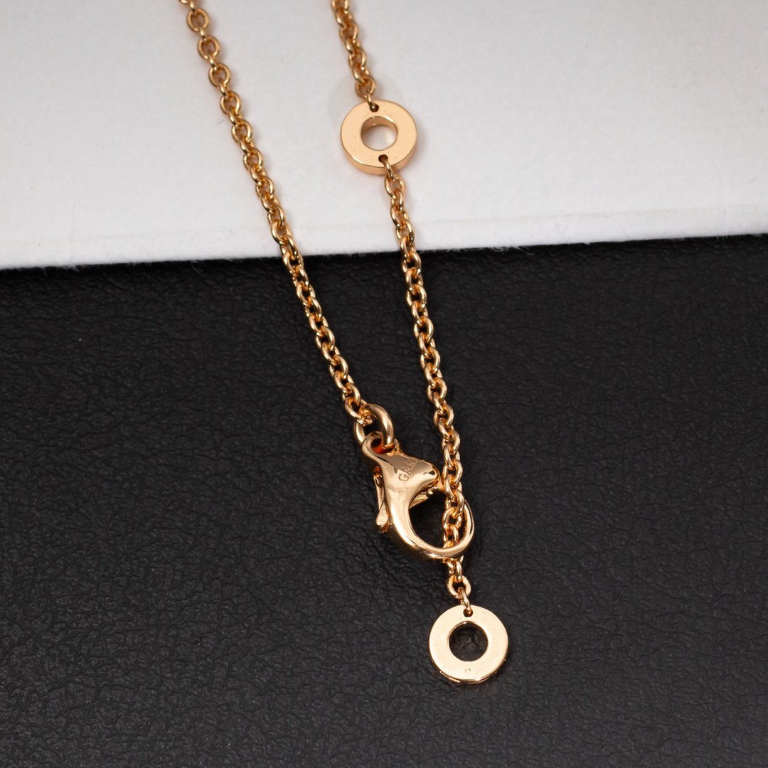 Bvlgari Zero 1 White Ceramic Pink Gold Cubic Zirconia Necklace