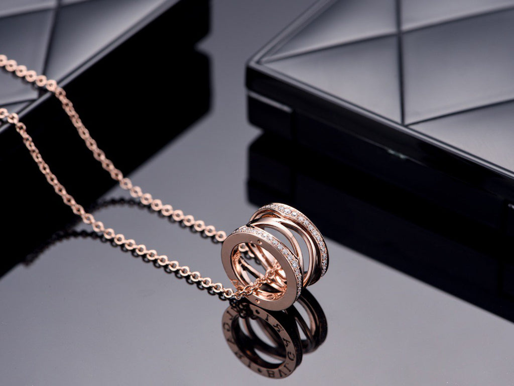 Bvlgari Zero 1 Pink Gold Cubic Zirconia Open Necklace